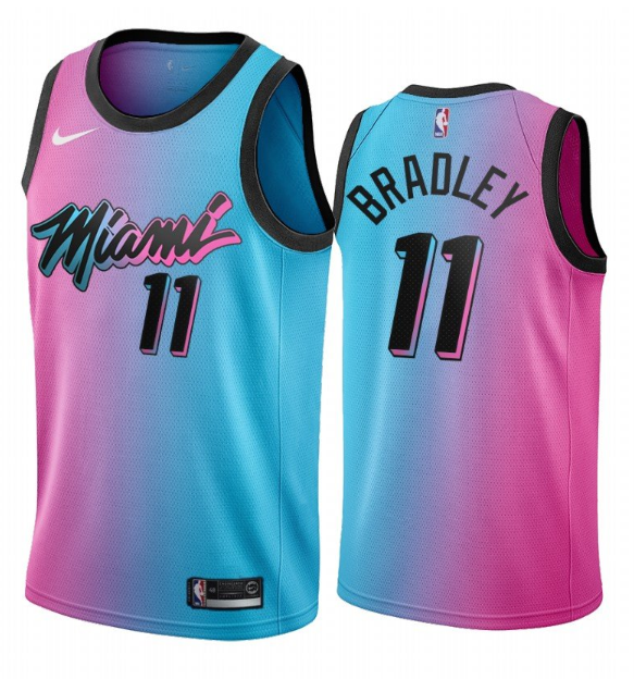 Men's Miami Heat #11 Avery Bradley 2020-21 Blue/Pink City Edition Stitched Jersey